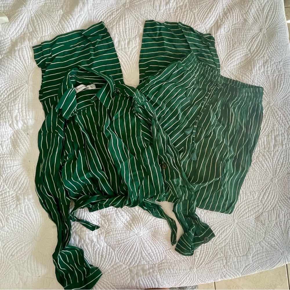 Faithfull the Brand Green and White Striped Set Top and Green Zeus Pants - Picture 5 of 10